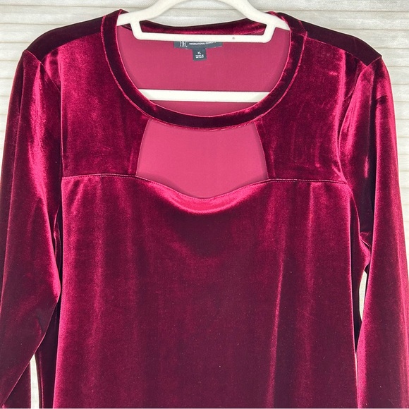 INC International Concepts Elegant Maroon Velvet Cut-Out Top Soft Quiet Luxury - Picture 4 of 14